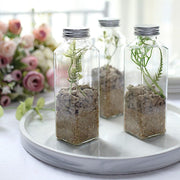 12 Square 12 oz Refillable Glass Bottles Storage Jars with Aluminum Caps - Clear GLAS_JAR21_12_CLR