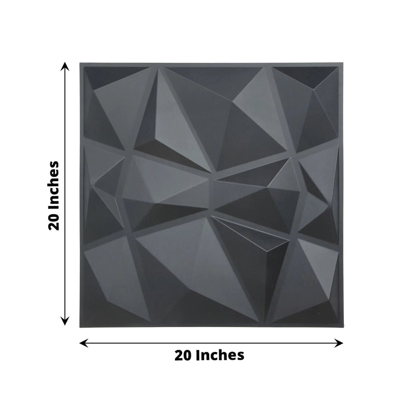 12 Square 20" x 20" Matte PVC Stick On Wall Panels 3D Diamond Design