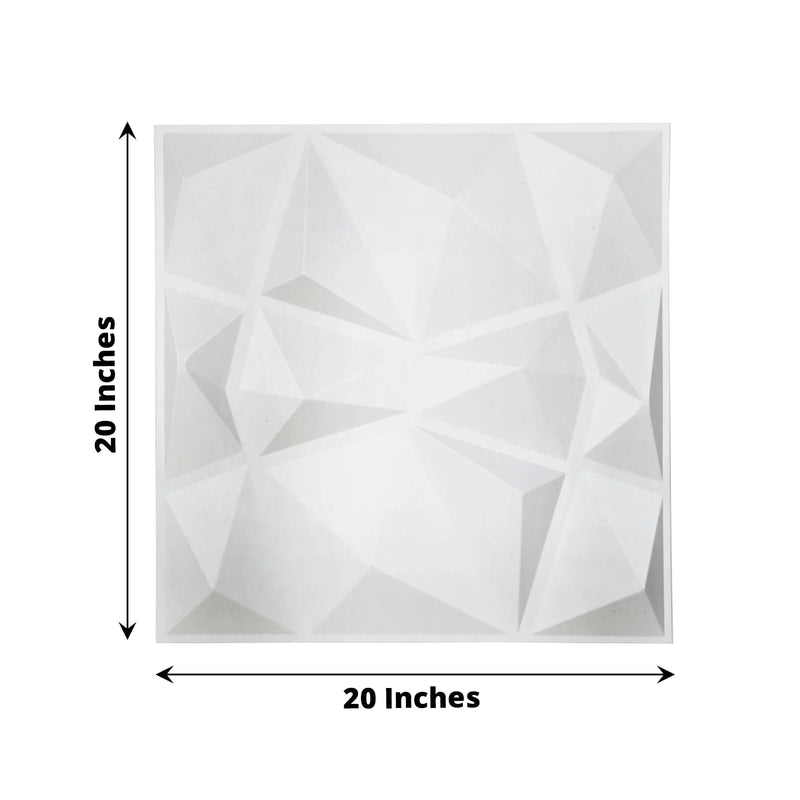 12 Square 20" x 20" Matte PVC Stick On Wall Panels 3D Diamond Design