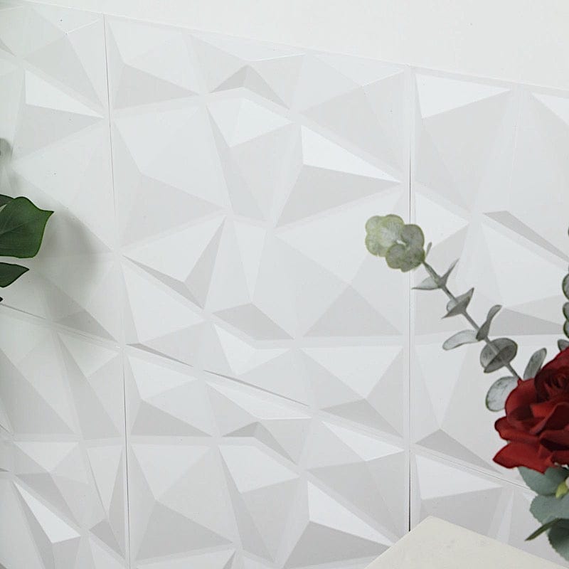 12 Square 20" x 20" Matte PVC Stick On Wall Panels 3D Diamond Design
