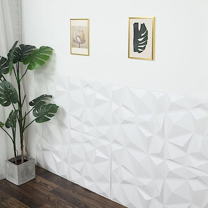 12 Square 20" x 20" Matte PVC Stick On Wall Panels 3D Diamond Design