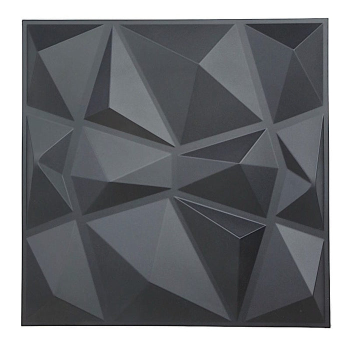 12 Square 20" x 20" Matte PVC Stick On Wall Panels 3D Diamond Design WLL_PVC_001_BLKM