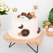 12" Square Natural Wooden Cake Cupcake Dessert Stand - Brown with Black CAKE_WOD007_12_NAT