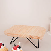 12" Square Natural Wooden Cake Cupcake Dessert Stand - Brown with Black CAKE_WOD007_12_NAT