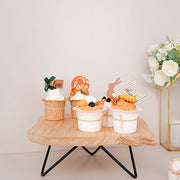 12" Square Natural Wooden Cake Cupcake Dessert Stand - Brown with Black CAKE_WOD007_12_NAT