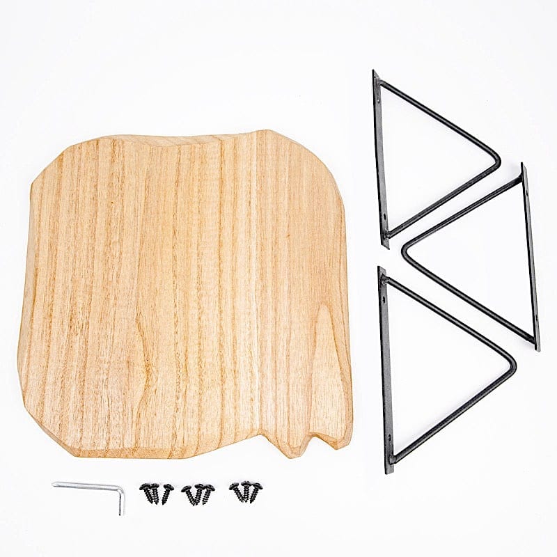 12" Square Natural Wooden Cake Cupcake Dessert Stand - Brown with Black CAKE_WOD007_12_NAT