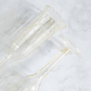 12 Stylish Glitter Plastic Champagne Flute Glasses - 6 oz - Disposable Tableware