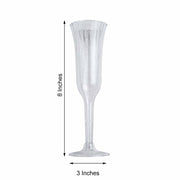 12 Stylish Glitter Plastic Champagne Flute Glasses - 6 oz - Disposable Tableware