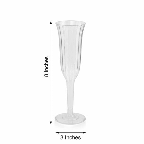 12 Stylish Glitter Plastic Champagne Flute Glasses - 6 oz - Disposable Tableware