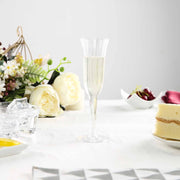 12 Stylish Glitter Plastic Champagne Flute Glasses - 6 oz - Disposable Tableware