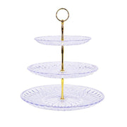12" tall 3 Tier Plastic Dessert Stand Round Cupcake Holder - Clear with Gold CAKE_PLST_R003_M_CLR