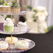12" tall 3 Tier Plastic Dessert Stand Round Cupcake Holder - Clear with Gold CAKE_PLST_R003_M_CLR