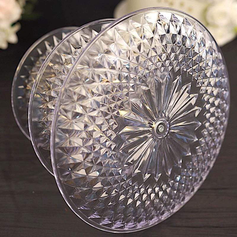 12" tall 3 Tier Plastic Dessert Stand Round Cupcake Holder - Clear with Gold CAKE_PLST_R003_M_CLR