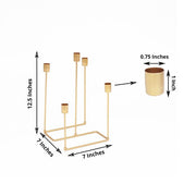 12" tall 5 Arm Geometric Metal Candelabra Taper Candle Holder - Gold IRON_CAND_028_GOLD