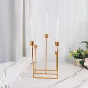 12" tall 5 Arm Geometric Metal Candelabra Taper Candle Holder - Gold IRON_CAND_028_GOLD