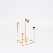 12" tall 5 Arm Geometric Metal Candelabra Taper Candle Holder - Gold IRON_CAND_028_GOLD