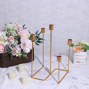 12" tall 5 Arm Geometric Metal Candelabra Taper Candle Holder - Gold IRON_CAND_028_GOLD