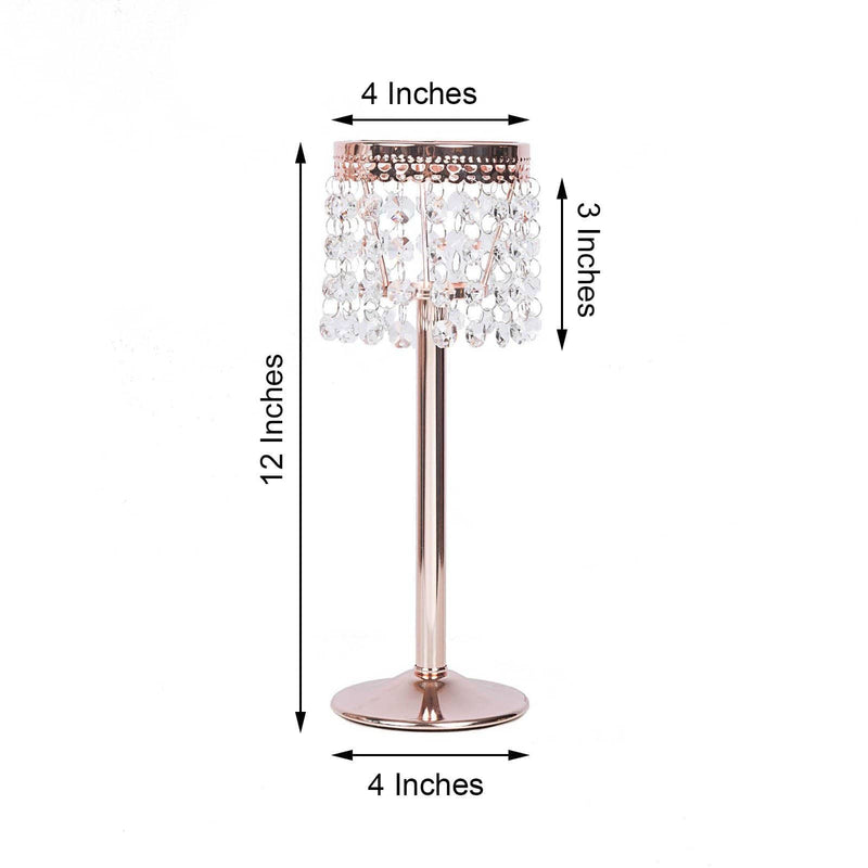 12" tall Faux Crystal Beaded Candle Holder Centerpiece
