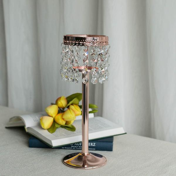 12" tall Faux Crystal Beaded Candle Holder Centerpiece