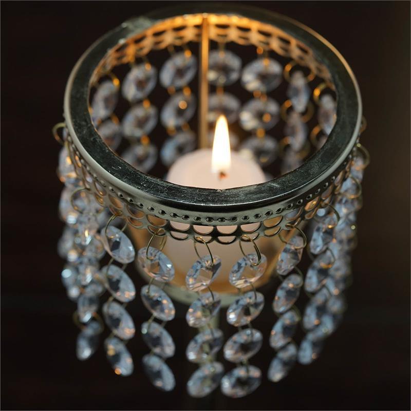 12" tall Faux Crystal Beaded Candle Holder Centerpiece