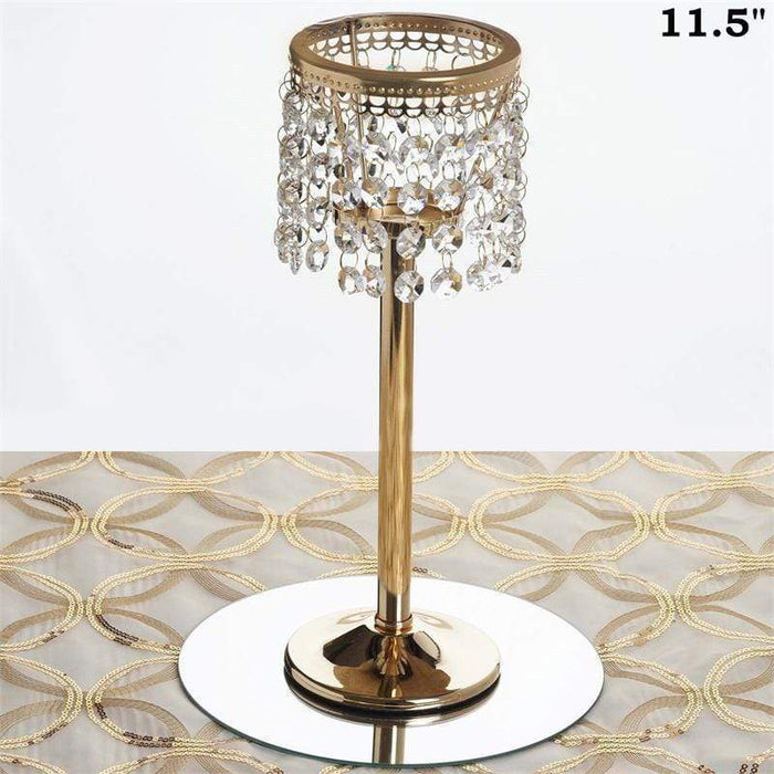 12" tall Faux Crystal Beaded Candle Holder Centerpiece