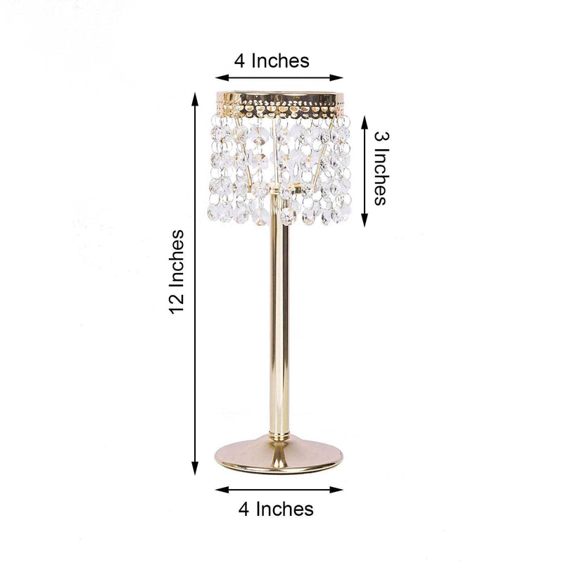 12" tall Faux Crystal Beaded Candle Holder Centerpiece
