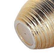 12" tall Metallic Round Plastic Flower Plant Pot with Horizontal Lines Design