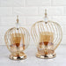 12" tall Open Bird Cage Votive Candle Holder with Glass - Gold IRON_CAND_002_12_GOLD