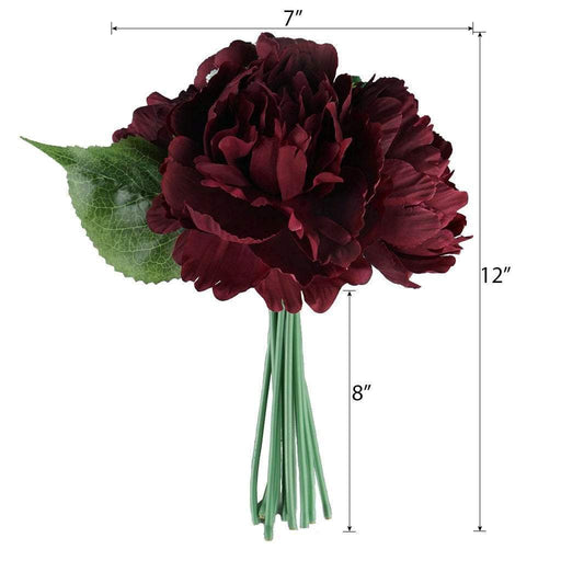 12" tall Silk Artificial Peony Flowers Bouquet