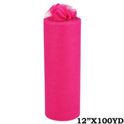 12" x 100 yards Wedding Tulle Roll - Fuchsia TUL_12ROL_100YD_FUSH