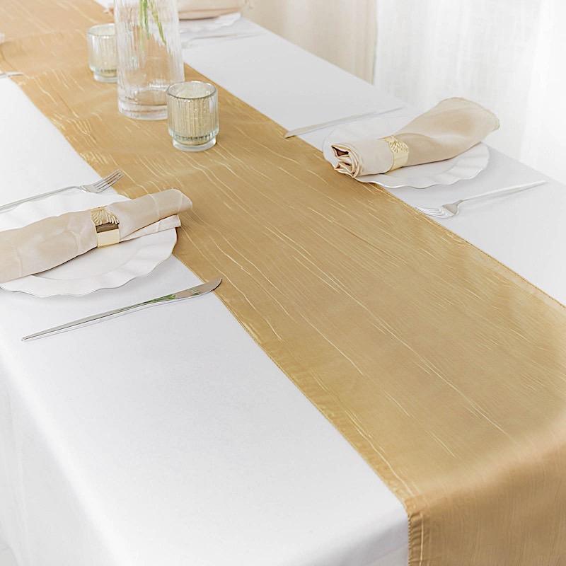 12" x 108" Metallic Accordion Crinkled Taffeta Table Runner