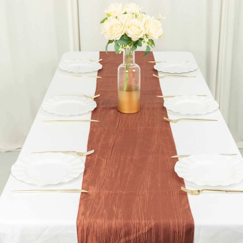 12" x 108" Metallic Accordion Crinkled Taffeta Table Runner