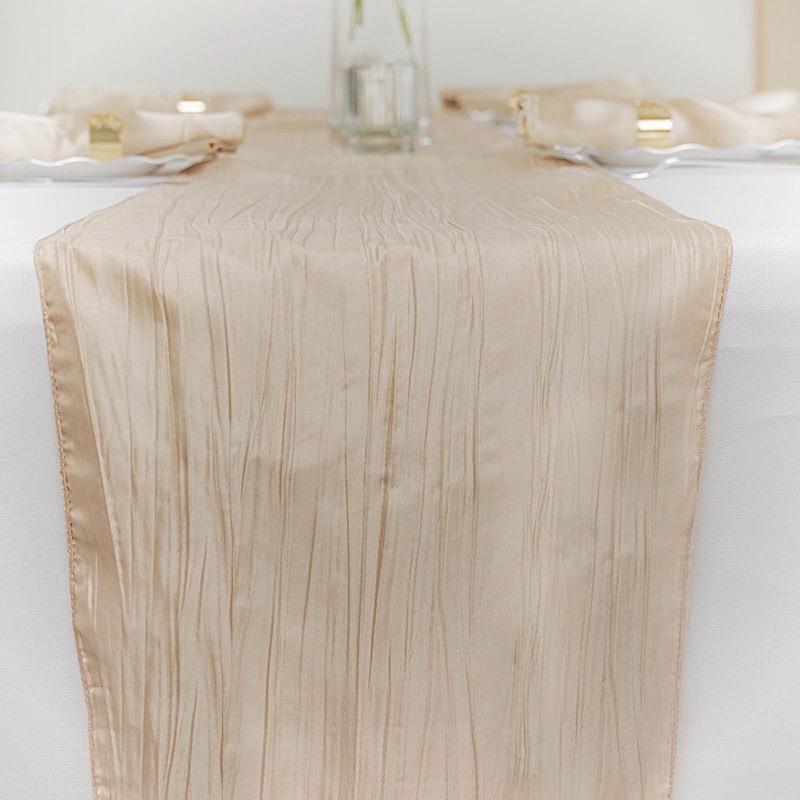 12" x 108" Metallic Accordion Crinkled Taffeta Table Runner RUN_ACRNK_081