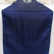 12" x 108" Metallic Accordion Crinkled Taffeta Table Runner RUN_ACRNK_NAVY