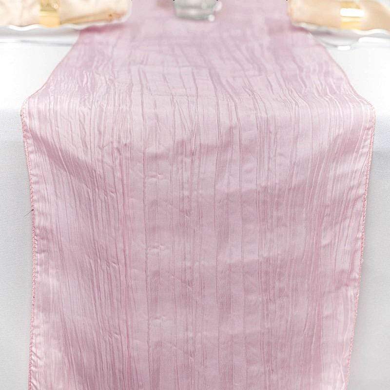 12" x 108" Metallic Accordion Crinkled Taffeta Table Runner RUN_ACRNK_PINK