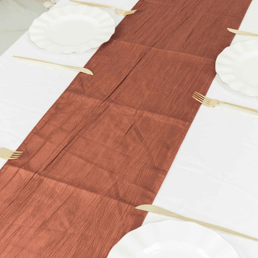 12" x 108" Metallic Accordion Crinkled Taffeta Table Runner RUN_ACRNK_TERC