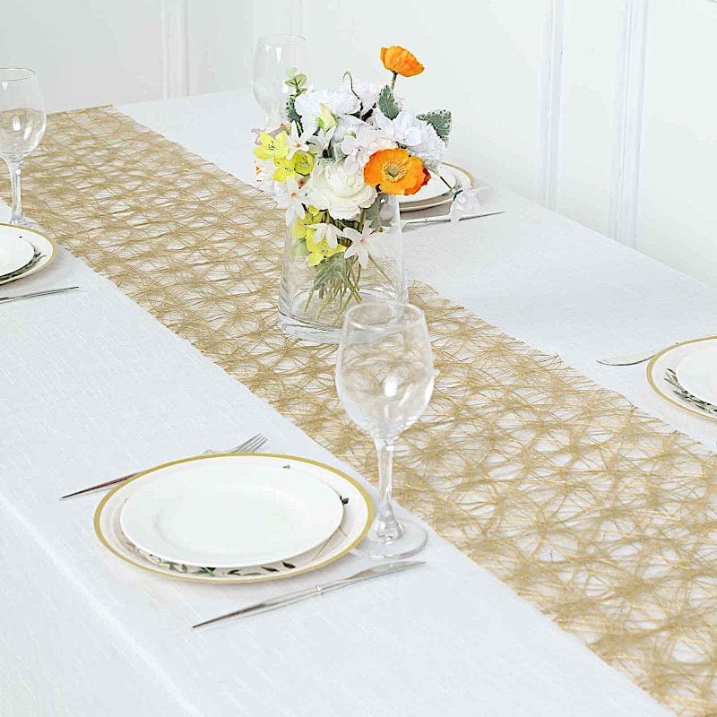 12" x 108" Metallic Non Woven Fiber Polyester Table Runner - Gold RUN_MET03_GOLD