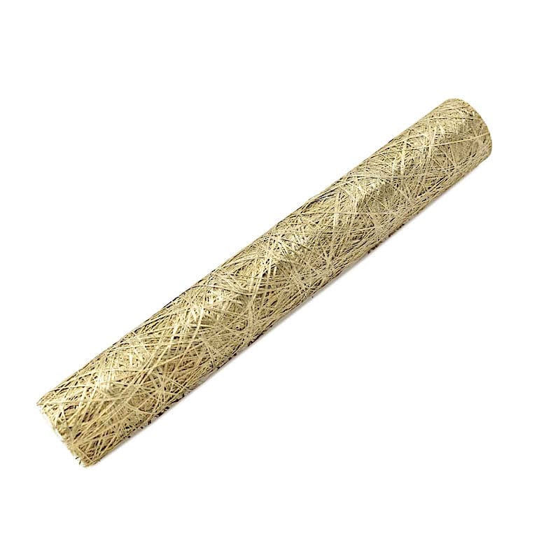 12" x 108" Metallic Non Woven Fiber Polyester Table Runner - Gold RUN_MET03_GOLD