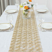 12" x 108" Metallic Non Woven Fiber Polyester Table Runner - Gold RUN_MET03_GOLD