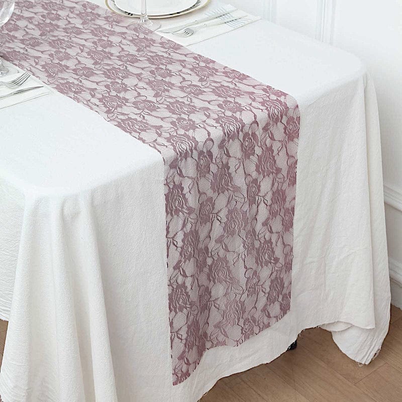 12" x 108" Rose Flower Design Lace Table Runner