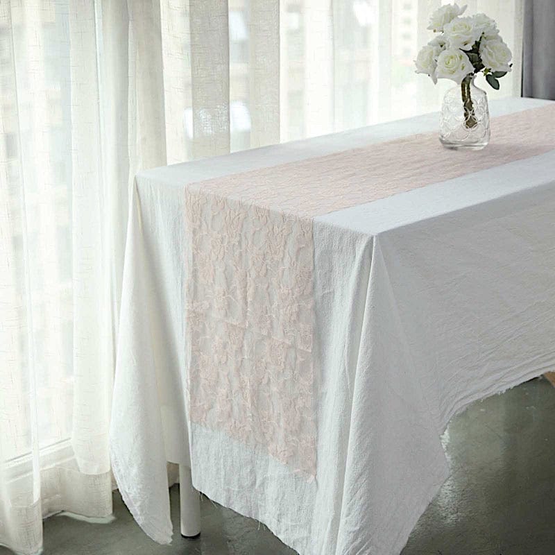 12" x 108" Rose Flower Design Lace Table Runner