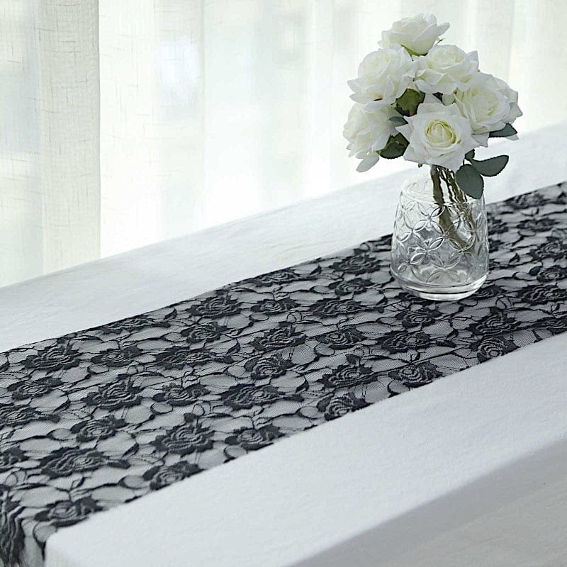 12" x 108" Rose Flower Design Lace Table Runner