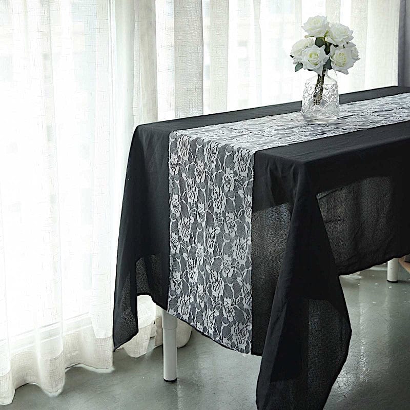 12" x 108" Rose Flower Design Lace Table Runner
