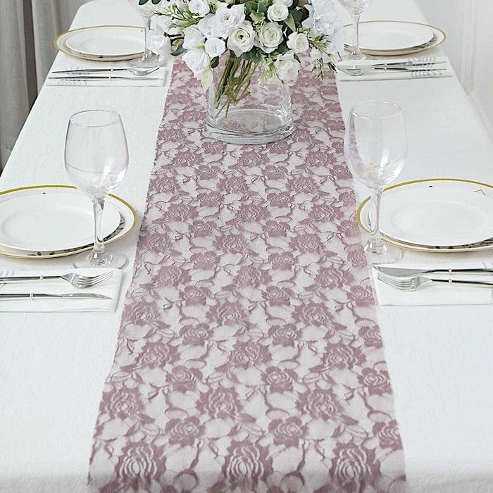 12" x 108" Rose Flower Design Lace Table Runner RUN_LACE03_073