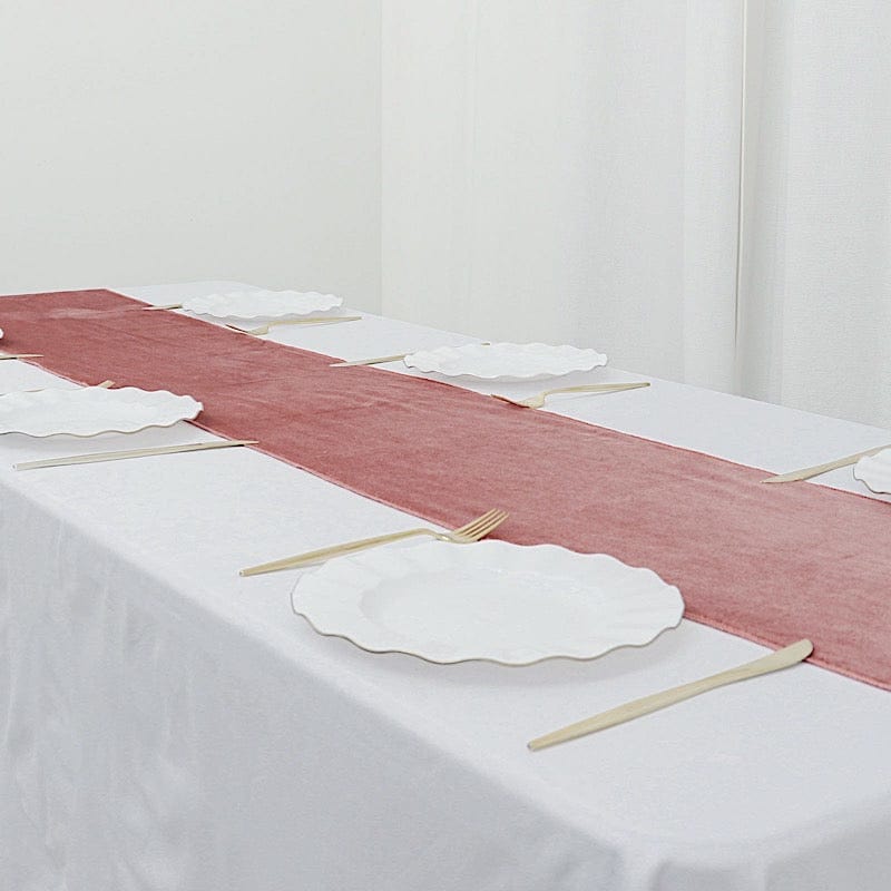 12"x107" Premium Velvet Table Runner Wedding Linens