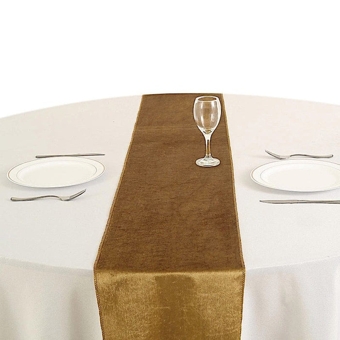 12"x107" Premium Velvet Table Runner Wedding Linens RUN_VEL_GOLD