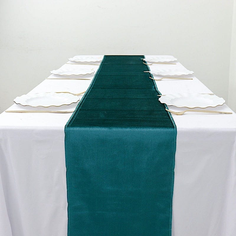 12"x107" Premium Velvet Table Runner Wedding Linens RUN_VEL_TEAL