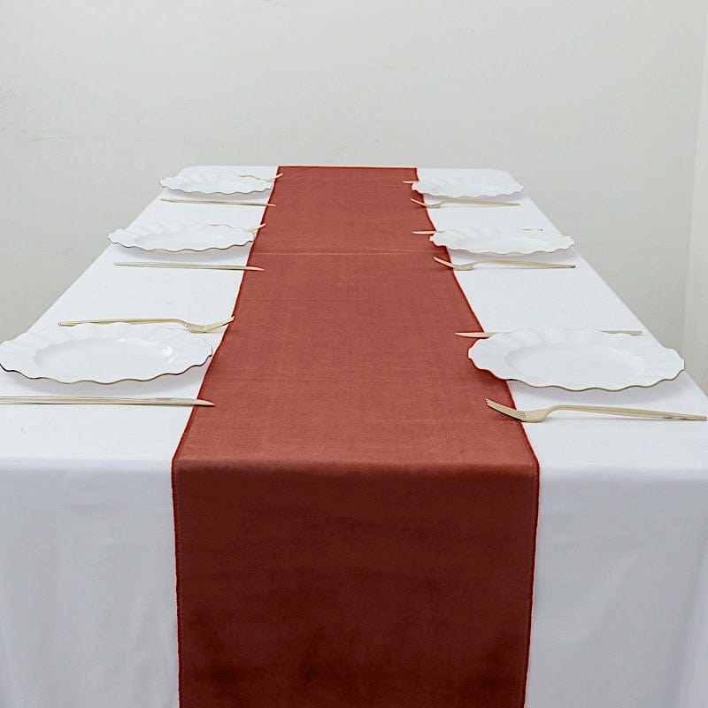 12"x107" Premium Velvet Table Runner Wedding Linens RUN_VEL_TERC