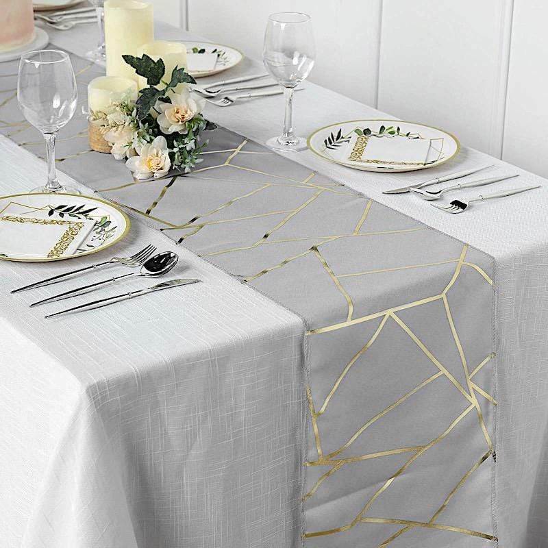 12"x108" Geometric Polyester Table Runner Wedding Linens