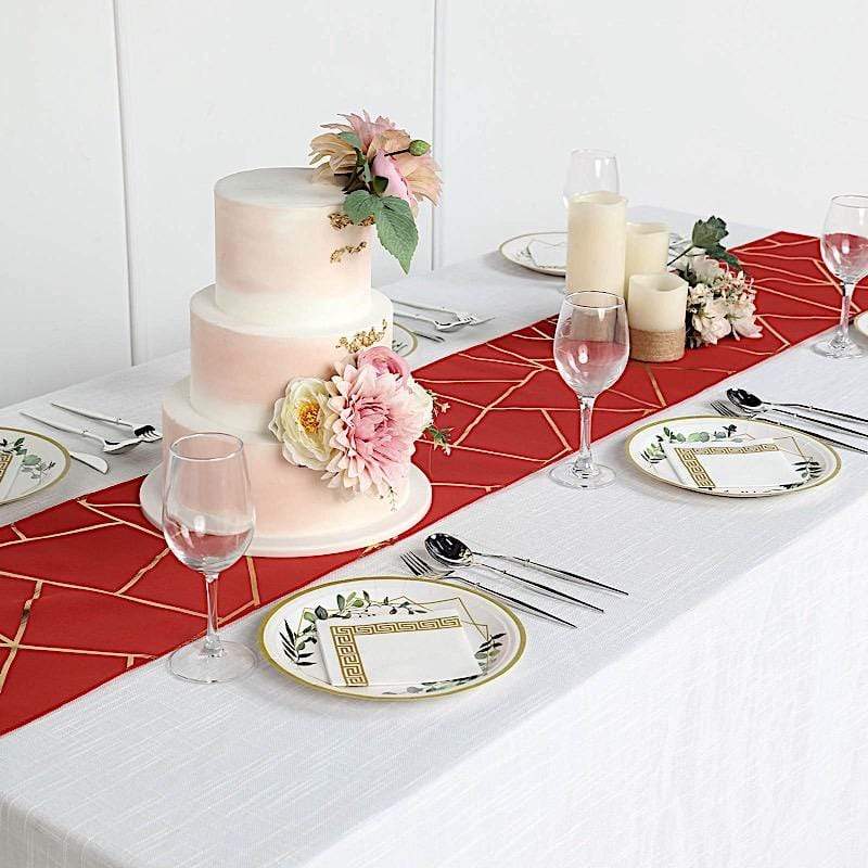 12"x108" Geometric Polyester Table Runner Wedding Linens